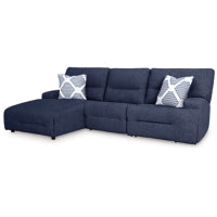 Acklen Place Navy 3-Piece Dual Power Reclining Modular Sectional with LAF Chaise by Ashley at Eve Furniture