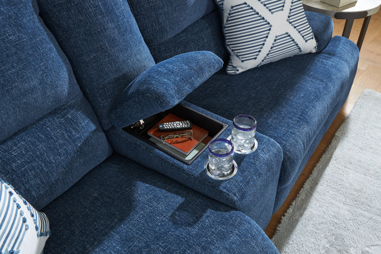 Acklen Place Navy 6-Piece Dual Power Reclining Modular Sectional with LAF Chaise by Ashley at Eve Furniture