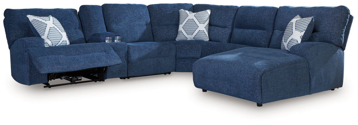 Acklen Place Navy 6-Piece Dual Power Reclining Modular Sectional with RAF Chaise by Ashley at Eve Furniture