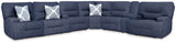 Acklen Place Navy 7-Piece Dual Power Reclining Modular Sectional by Ashley at Eve Furniture