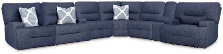 Acklen Place Navy 7-Piece Dual Power Reclining Modular Sectional by Ashley at Eve Furniture