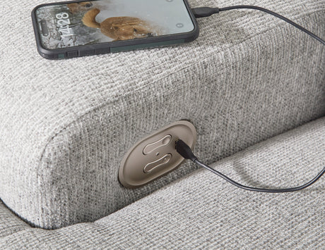 Acklen Place Pewter 3-Piece Dual Power Reclining Modular Sectional with RAF Chaise by Ashley at Eve Furniture