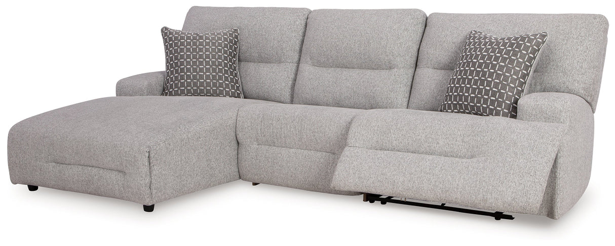 Acklen Place Pewter 3-Piece Dual Power Reclining Modular Sectional with LAF Chaise by Ashley at Eve Furniture