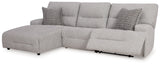 Acklen Place Pewter 3-Piece Dual Power Reclining Modular Sectional with LAF Chaise by Ashley at Eve Furniture