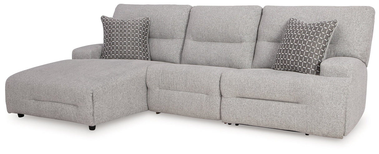 Acklen Place Pewter 3-Piece Dual Power Reclining Modular Sectional with LAF Chaise by Ashley at Eve Furniture