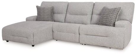 Acklen Place Pewter 3-Piece Dual Power Reclining Modular Sectional with LAF Chaise by Ashley at Eve Furniture