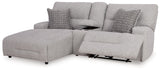 Acklen Place Pewter 3-Piece Left Arm Facing Chaise Power Reclining Sectional by Ashley at Eve Furniture