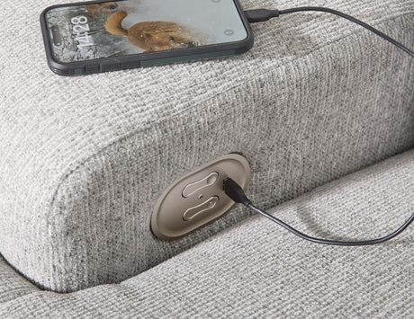 Acklen Place Pewter 3-Piece Dual Power Reclining Modular Sectional with LAF Chaise by Ashley at Eve Furniture