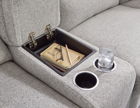 Acklen Place Pewter 3-Piece Left Arm Facing Chaise Power Reclining Sectional by Ashley at Eve Furniture