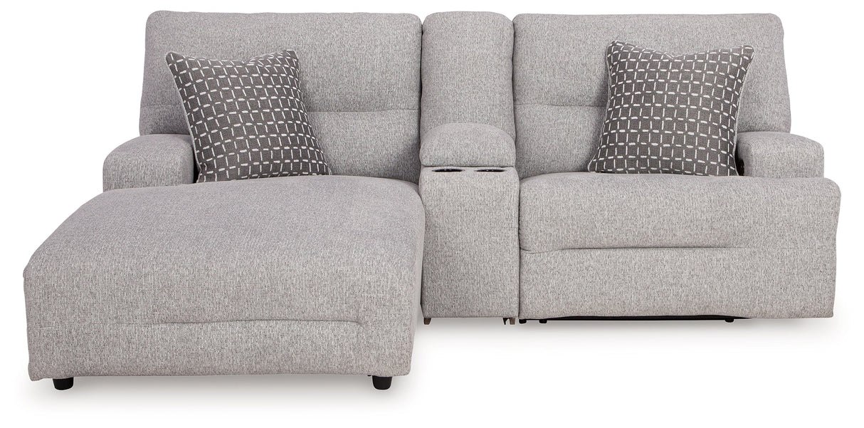 Acklen Place Pewter 3-Piece Left Arm Facing Chaise Power Reclining Sectional by Ashley at Eve Furniture
