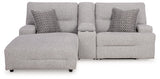 Acklen Place Pewter 3-Piece Left Arm Facing Chaise Power Reclining Sectional by Ashley at Eve Furniture