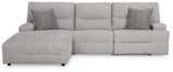 Acklen Place Pewter 3-Piece Dual Power Reclining Modular Sectional with LAF Chaise by Ashley at Eve Furniture