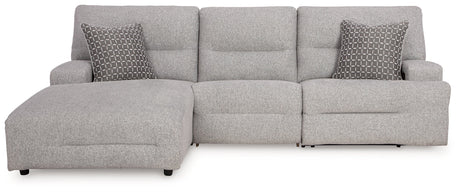 Acklen Place Pewter 3-Piece Dual Power Reclining Modular Sectional with LAF Chaise by Ashley at Eve Furniture