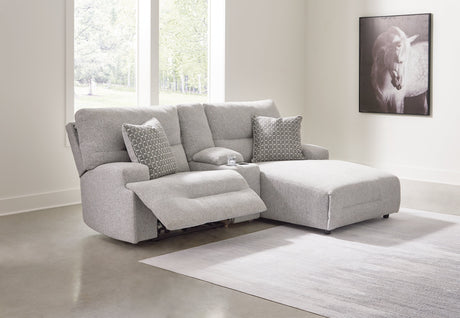 Acklen Place Pewter 3-Piece Right Arm Facing Chaise Power Reclining Sectional by Ashley at Eve Furniture