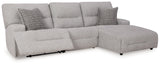 Acklen Place Pewter 3-Piece Dual Power Reclining Modular Sectional with RAF Chaise by Ashley at Eve Furniture