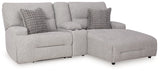 Acklen Place Pewter 3-Piece Right Arm Facing Chaise Power Reclining Sectional by Ashley at Eve Furniture