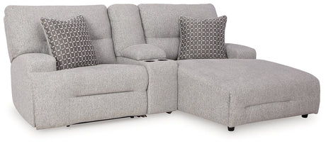 Acklen Place Pewter 3-Piece Right Arm Facing Chaise Power Reclining Sectional by Ashley at Eve Furniture