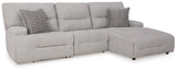 Acklen Place Pewter 3-Piece Dual Power Reclining Modular Sectional with RAF Chaise by Ashley at Eve Furniture