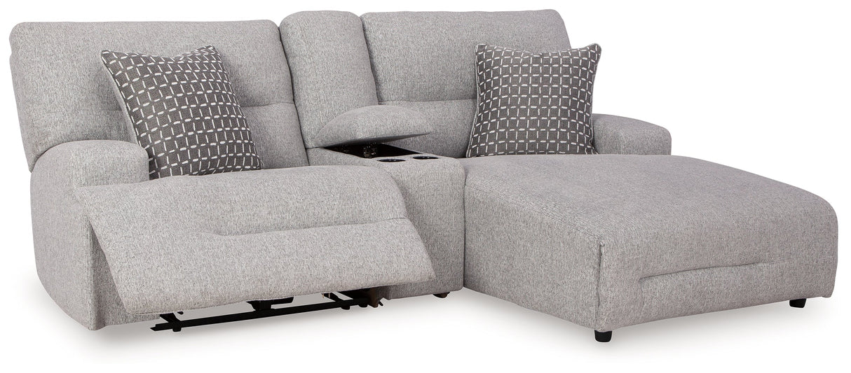 Acklen Place Pewter 3-Piece Right Arm Facing Chaise Power Reclining Sectional by Ashley at Eve Furniture