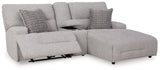 Acklen Place Pewter 3-Piece Right Arm Facing Chaise Power Reclining Sectional by Ashley at Eve Furniture