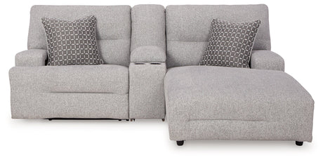 Acklen Place Pewter 3-Piece Right Arm Facing Chaise Power Reclining Sectional by Ashley at Eve Furniture