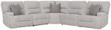 Acklen Place Pewter 5-Piece Dual Power Reclining Modular Sectional by Ashley at Eve Furniture