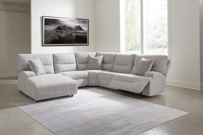 Acklen Place Pewter 5-Piece LAF Chaise Power Reclining Sectional by Ashley at Eve Furniture