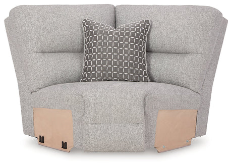 Acklen Place Pewter 5-Piece Dual Power Reclining Modular Sectional by Ashley at Eve Furniture
