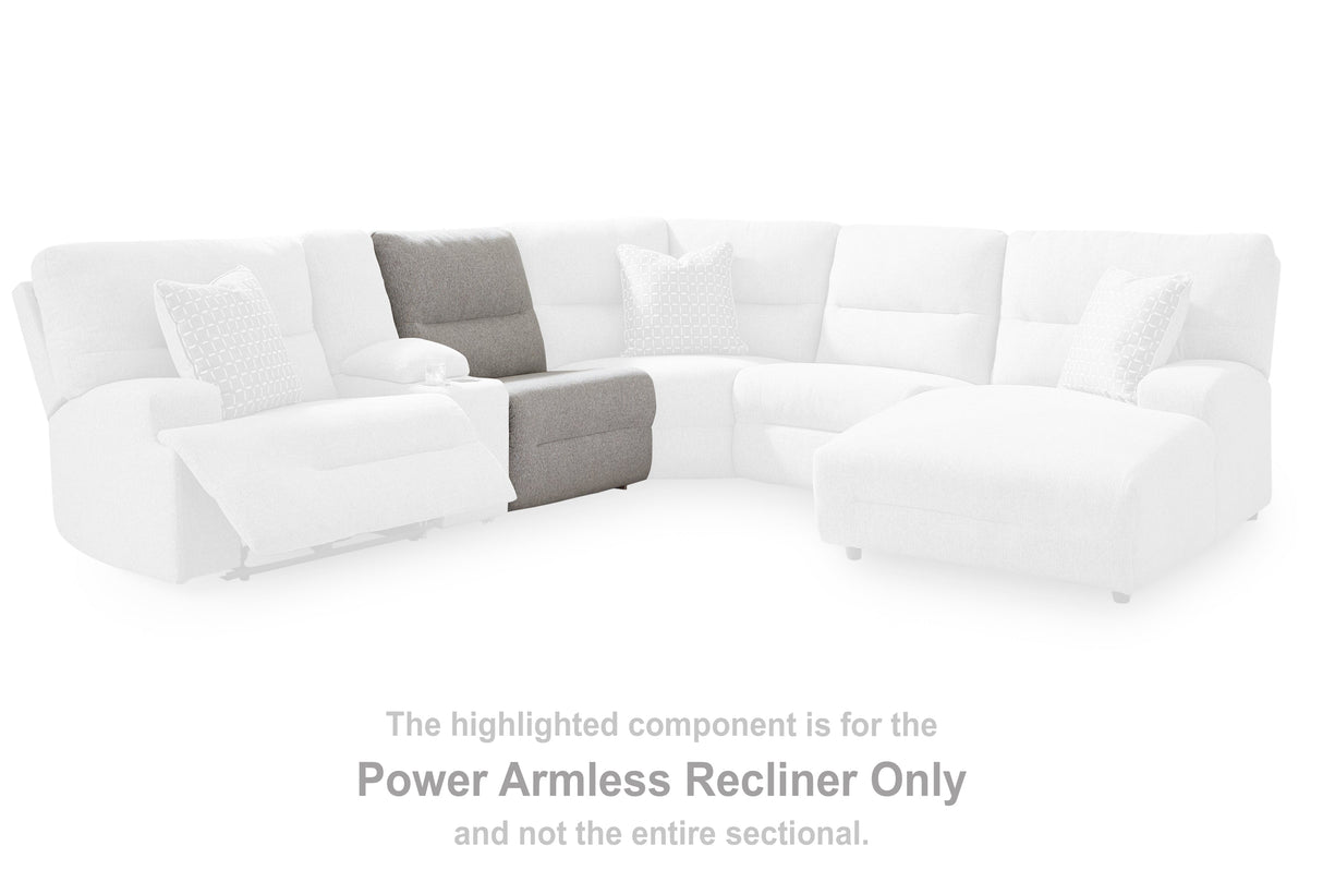 Acklen Place Pewter 5-Piece Dual Power Reclining Modular Sectional by Ashley at Eve Furniture