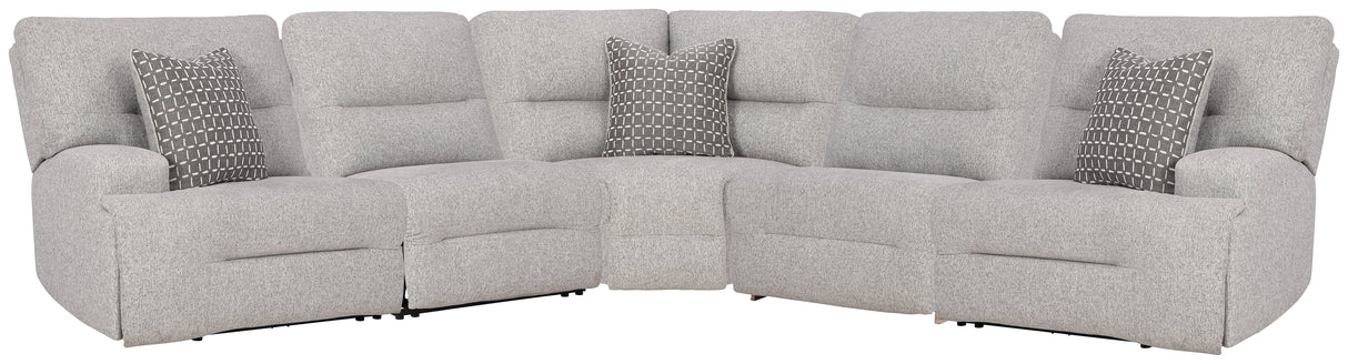 Acklen Place Pewter 5-Piece Dual Power Reclining Modular Sectional by Ashley at Eve Furniture