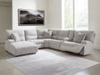 Acklen Place Pewter 6-Piece Left Arm Facing Chaise Power Reclining Sectional by Ashley at Eve Furniture
