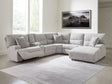 Acklen Place Pewter 6-Piece Right Arm Facing Chaise Power Reclining Sectional by Ashley at Eve Furniture