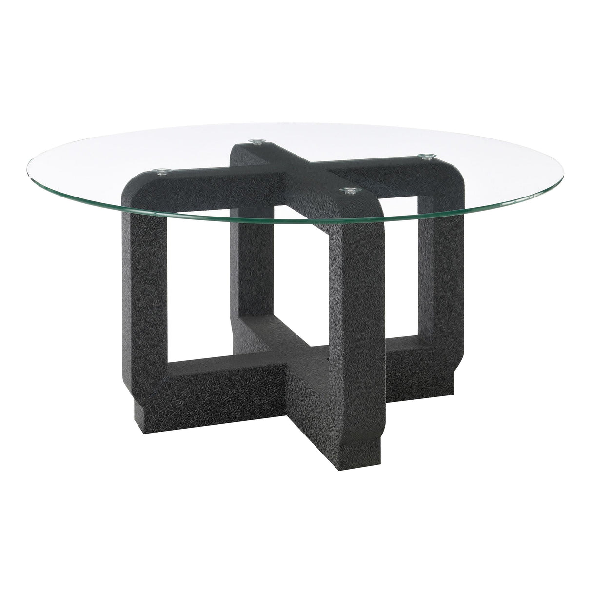 Acklin Round Clear Glass Top Coffee Table Black