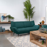 Acton Upholstered Flared Arm Loveseat Teal Blue