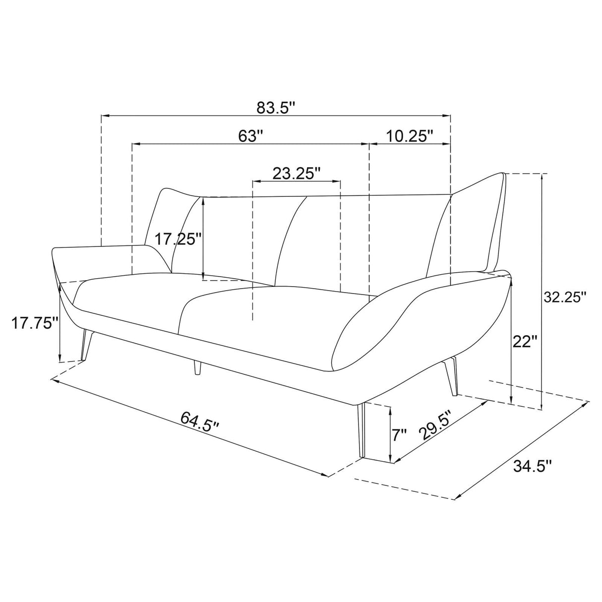 Acton Upholstered Flared Arm Sofa Teal Blue