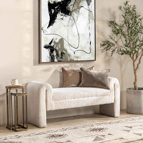 Ada Ivory Fleece Accent Bench by Classic Home at Eve Furniture