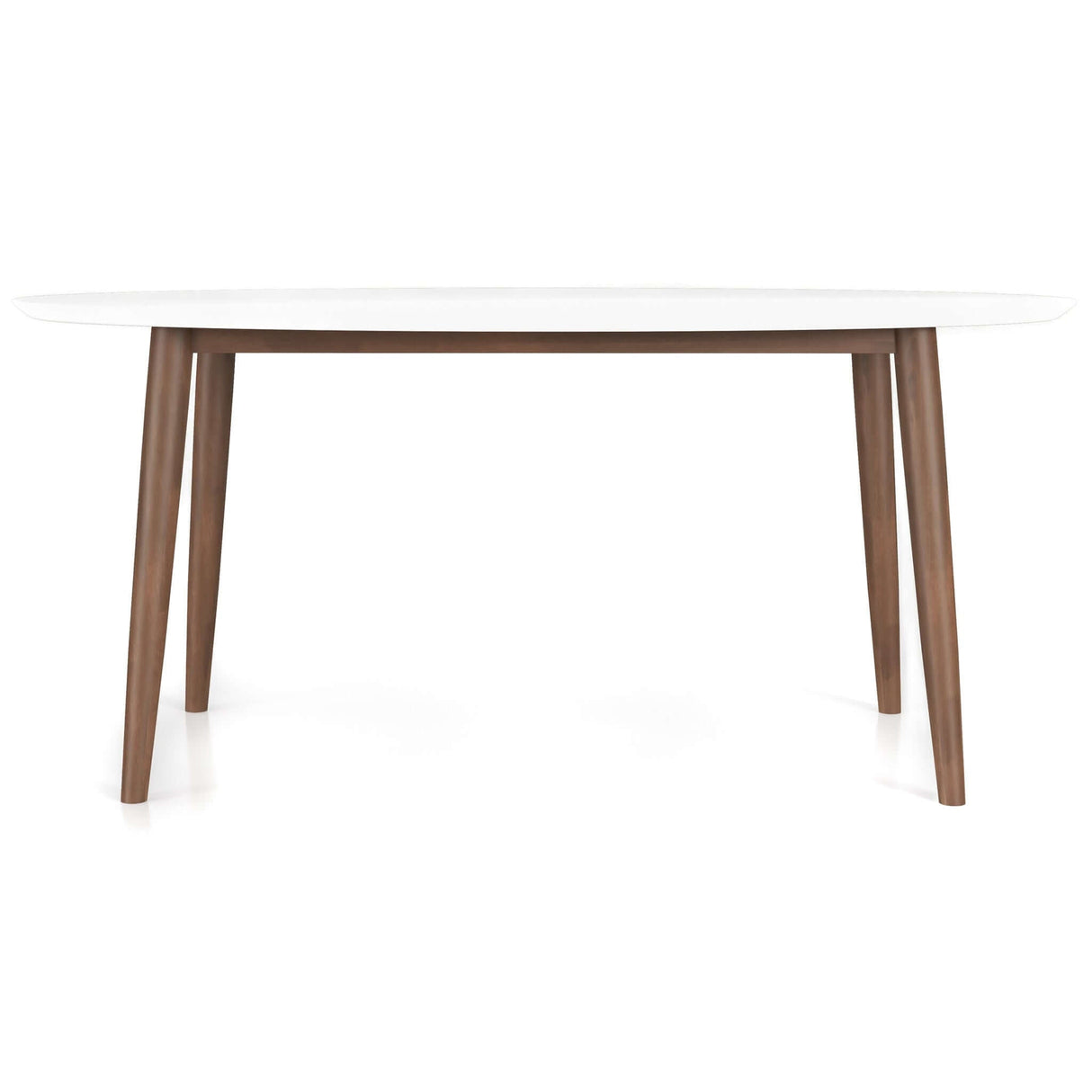 Ada Mid Century Modern Style Solid Wood Walnut Oval Dining Table Walnut/White Top