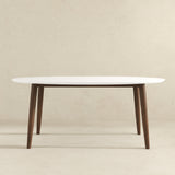 Ada Mid Century Modern Style Solid Wood White Top Oval Dining Table by Ashcroft Furniture at Eve Furniture