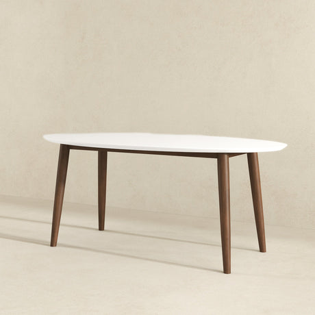 Ada Mid Century Modern Style Solid Wood White Top Oval Dining Table by Ashcroft Furniture at Eve Furniture