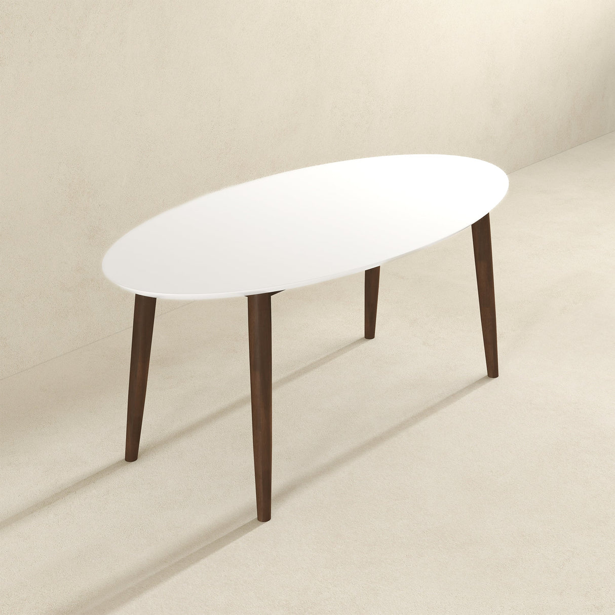 Ada Mid Century Modern Style Solid Wood White Top Oval Dining Table by Ashcroft Furniture at Eve Furniture