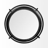 Ada Round Shape Black Metal Frame Two-Tier w/Glass Shelf Bar Cart by Mercana at Eve Furniture
