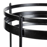 Ada Round Shape Black Metal Frame Two-Tier w/Glass Shelf Bar Cart by Mercana at Eve Furniture