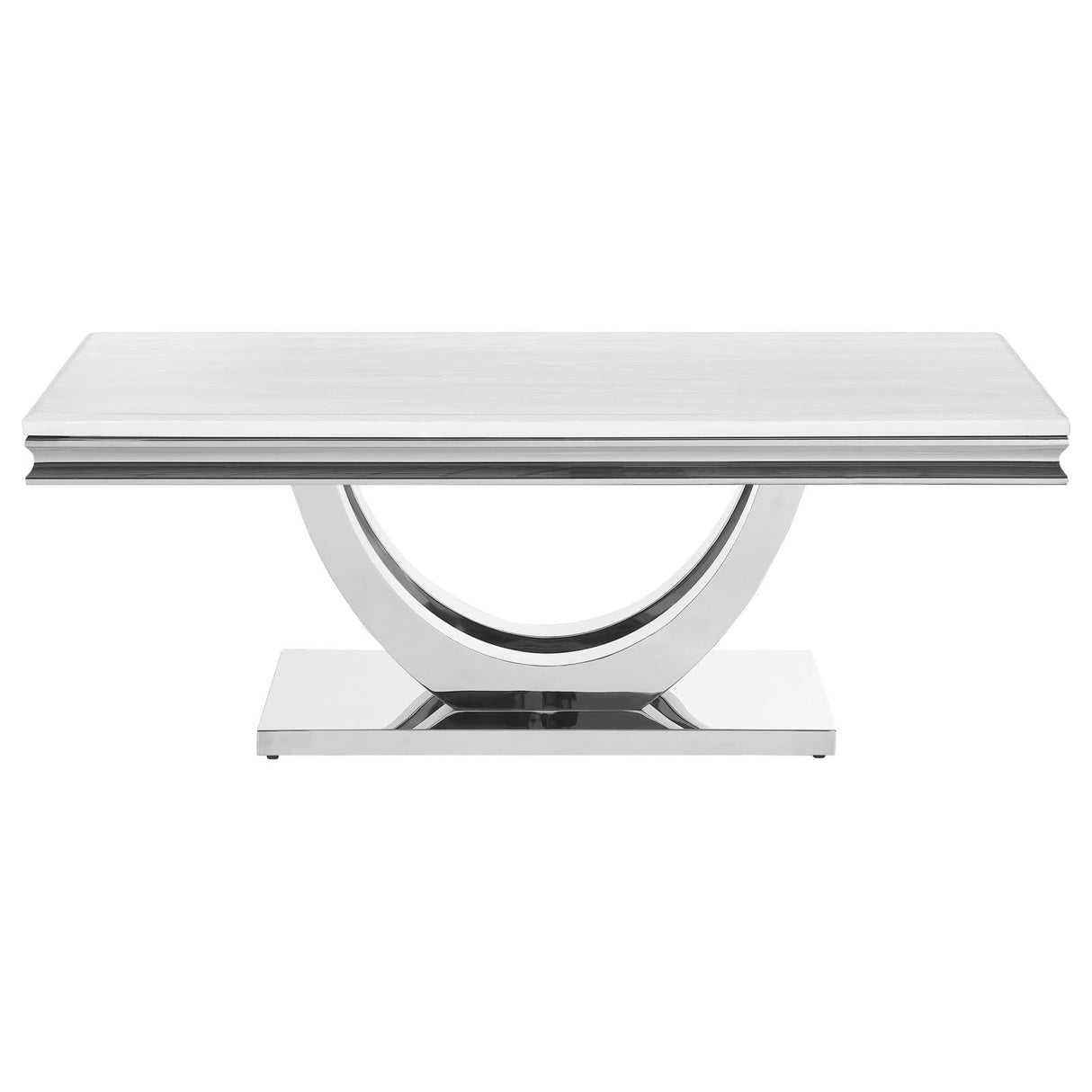 Adabella White/Chrome U-Base Rectangle Coffee Table