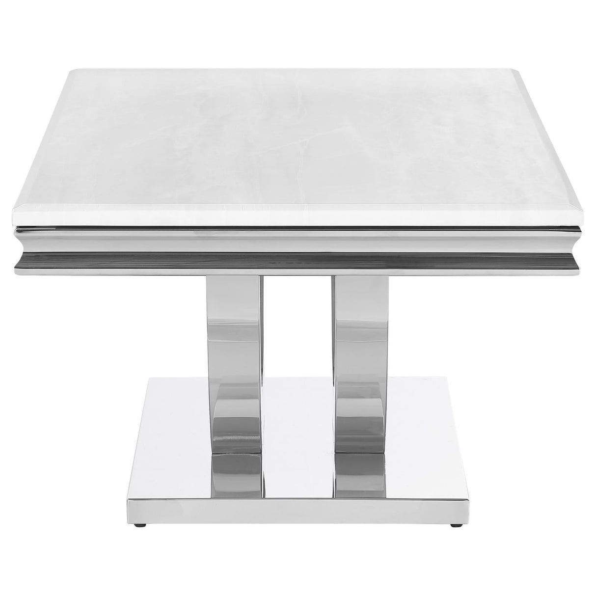 Adabella White/Chrome U-Base Rectangle Coffee Table