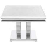 Adabella White/Chrome U-Base Rectangle Coffee Table