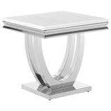 Adabella U-Base Square End Table White/Chrome