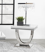 Adabella U-Base Square End Table White/Chrome