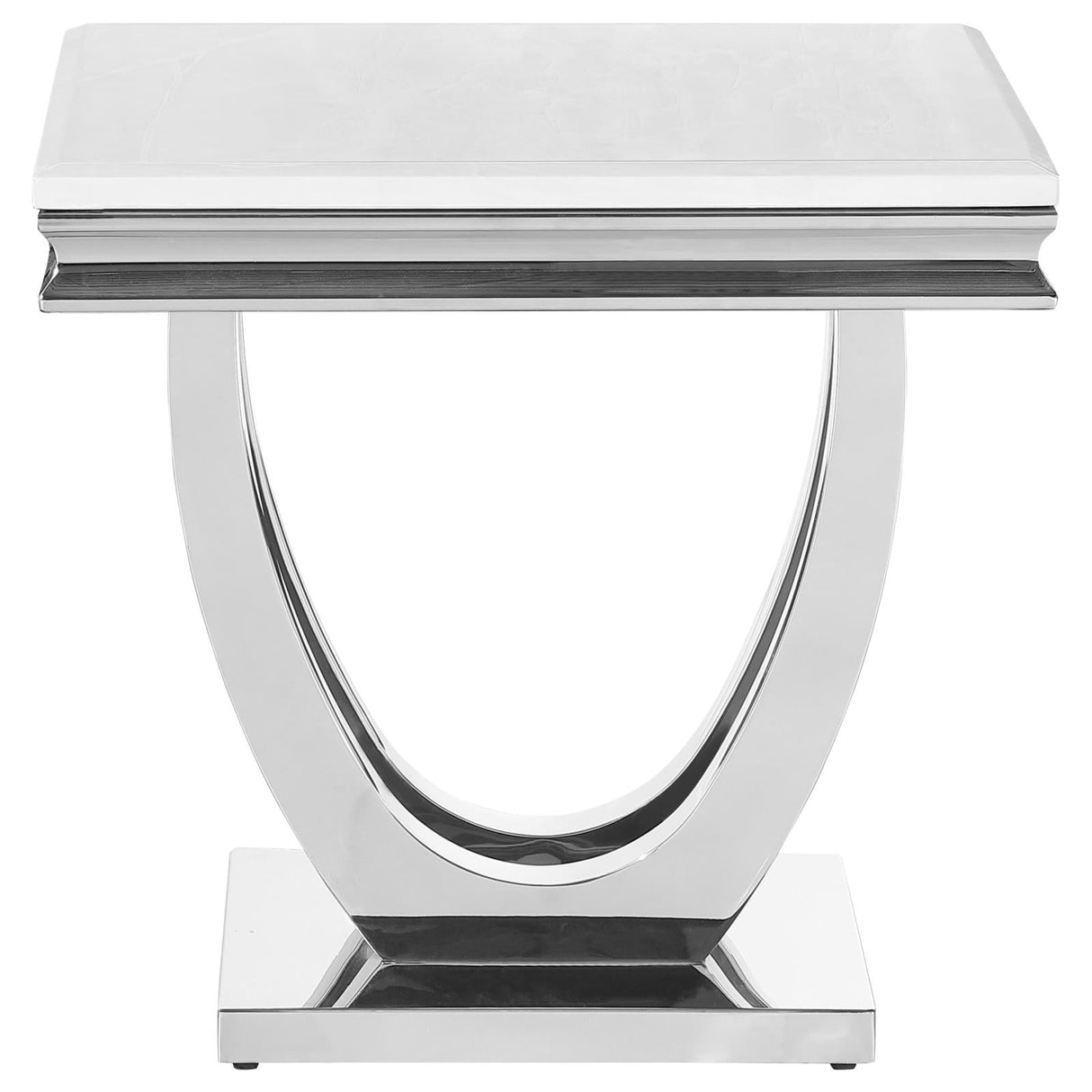 Adabella U-Base Square End Table White/Chrome