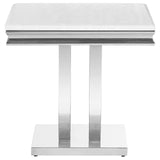 Adabella U-Base Square End Table White/Chrome