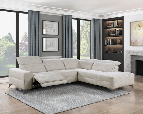 Adahlia Sand Power Reclining Sectional with Right Chaise by Homelegance at Eve Furniture